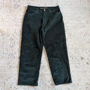 Green Corduroy Cropped Baggy Pants